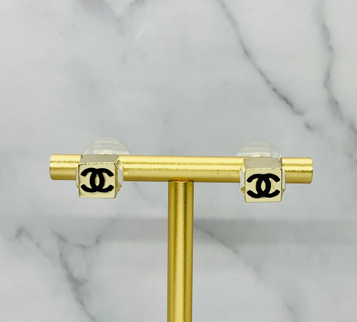CHANEL CC Cube Rhinestone Earrings - USED