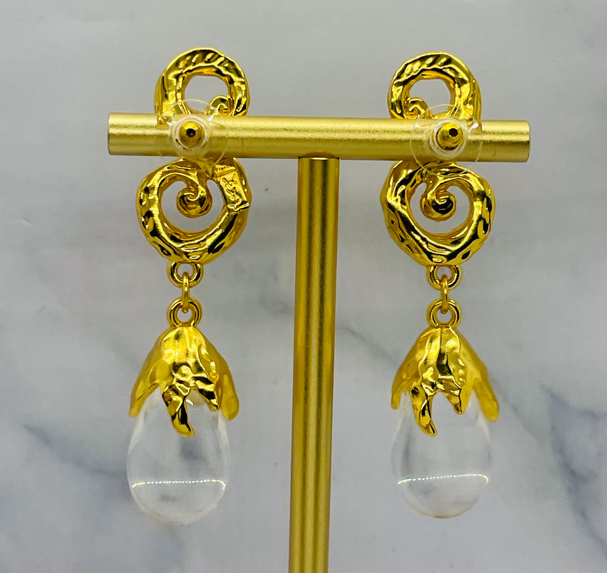 YSL YVES SAINT LAURENT Acrylic Pendant Earrings - Pre owned