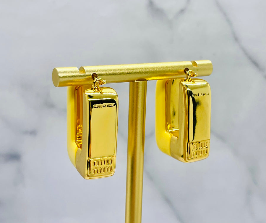 MIU MIU Cream Gold Tone Earrings - Pre owned