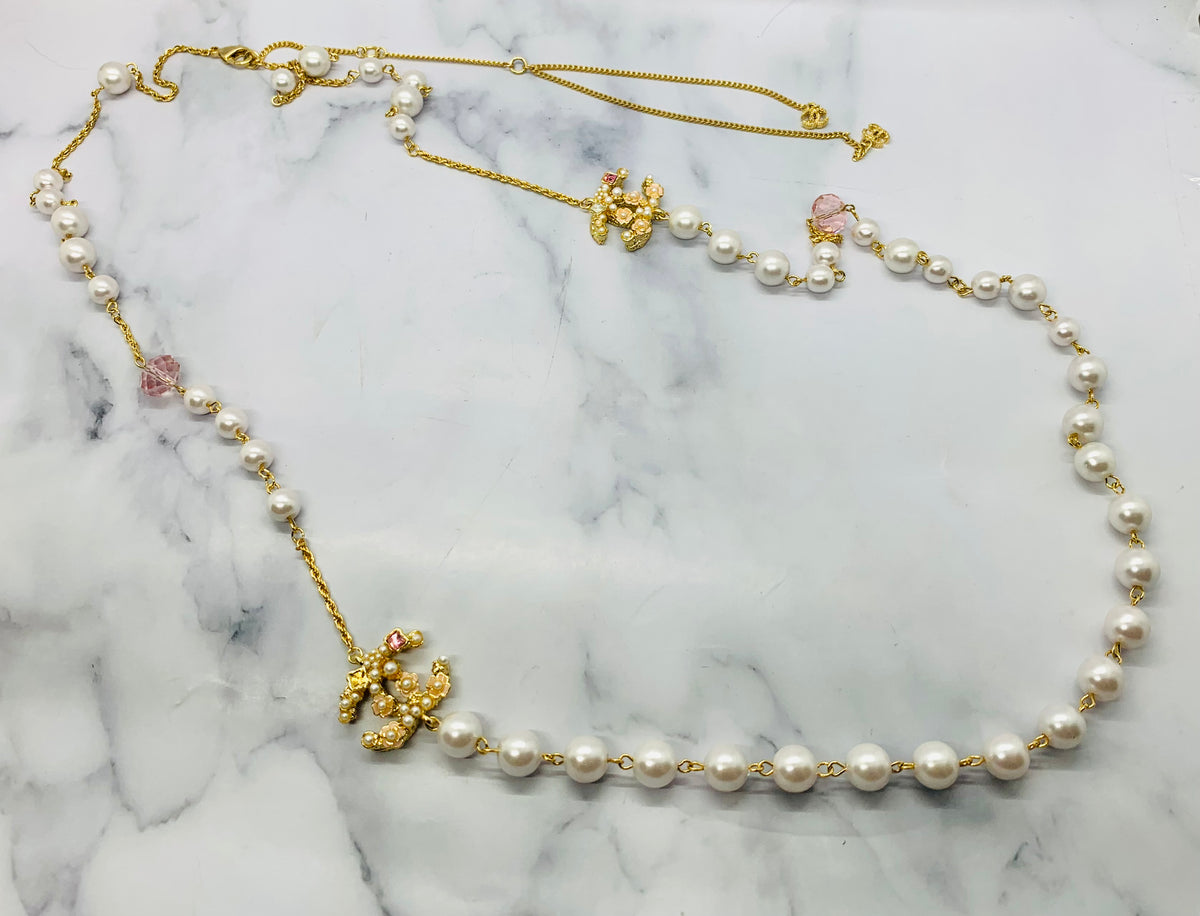 CHANEL CC Pearl Layer Statement Necklace - USED