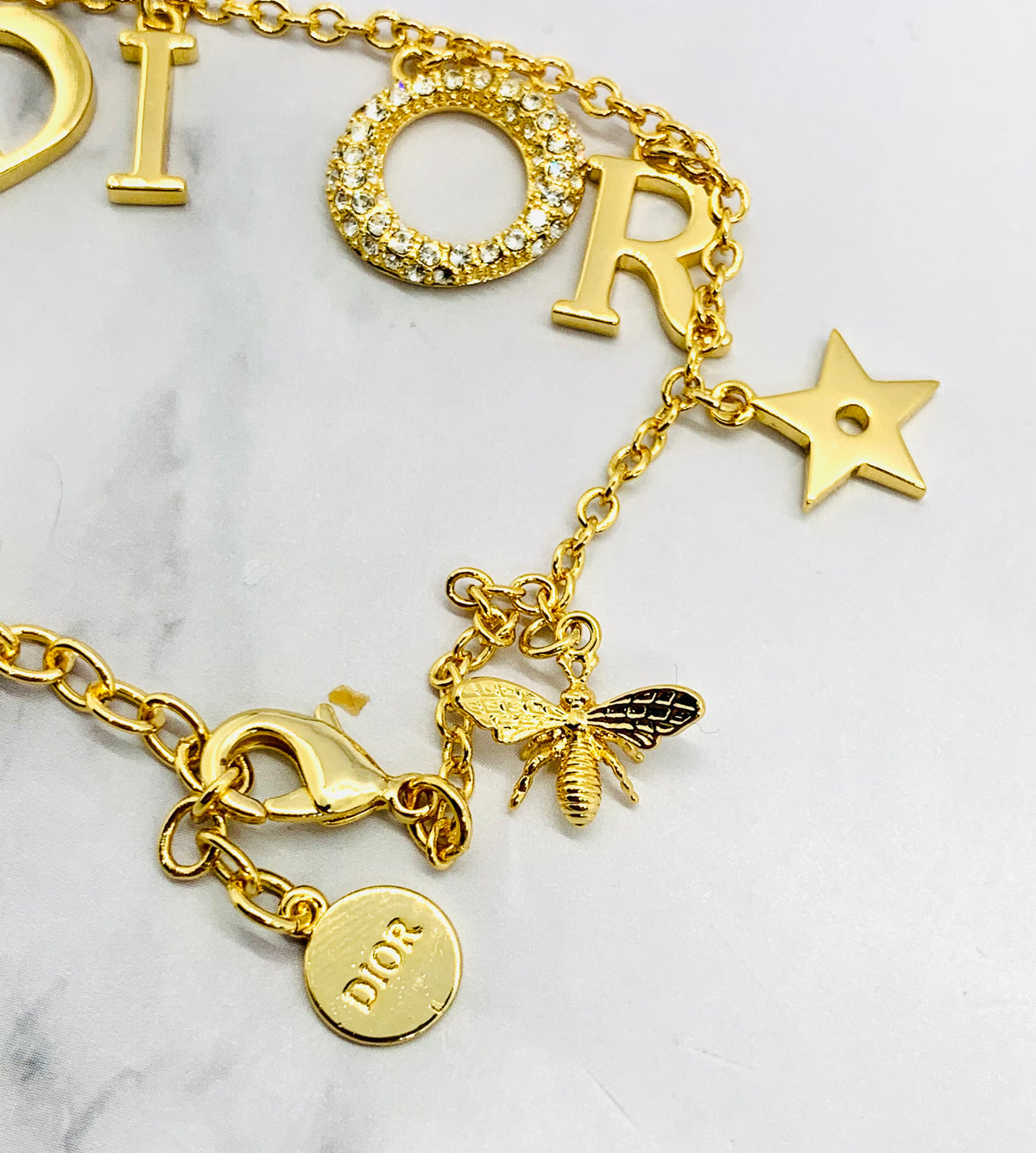 CHRISTIAN DIOR Rhinestone Charm Bracelet - Pre owned