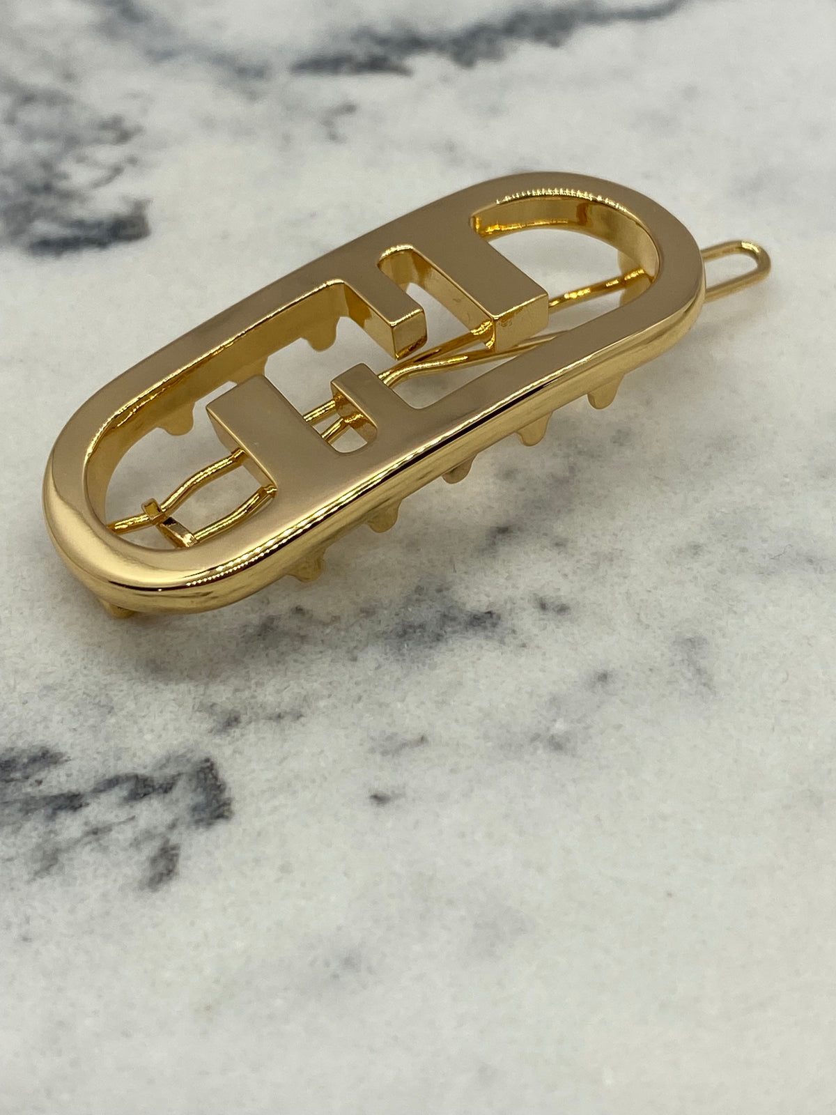 FENDI F Gold Tone Hair Clip Barrette - Pre owned
