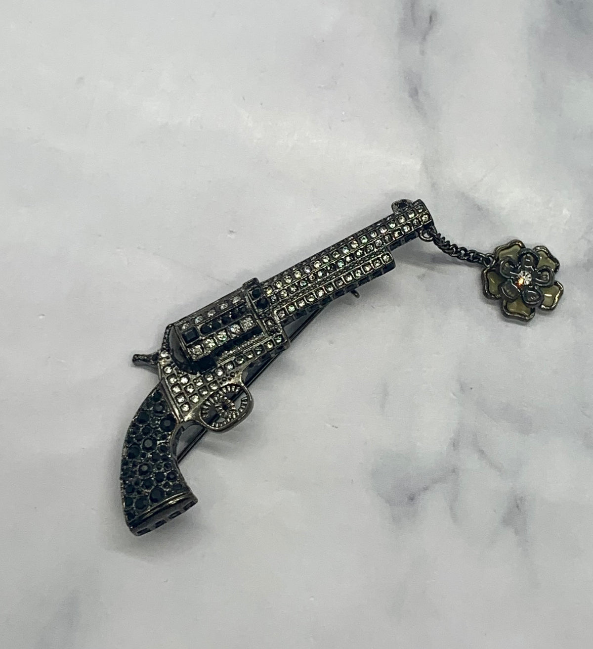 CHANEL CC Black Gun Brooch Pin - USED