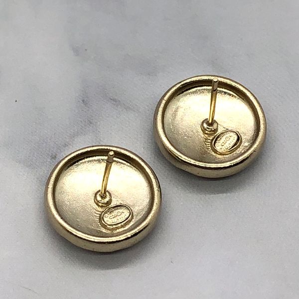 CHANEL CC Gold Tone Button Earrings - USED