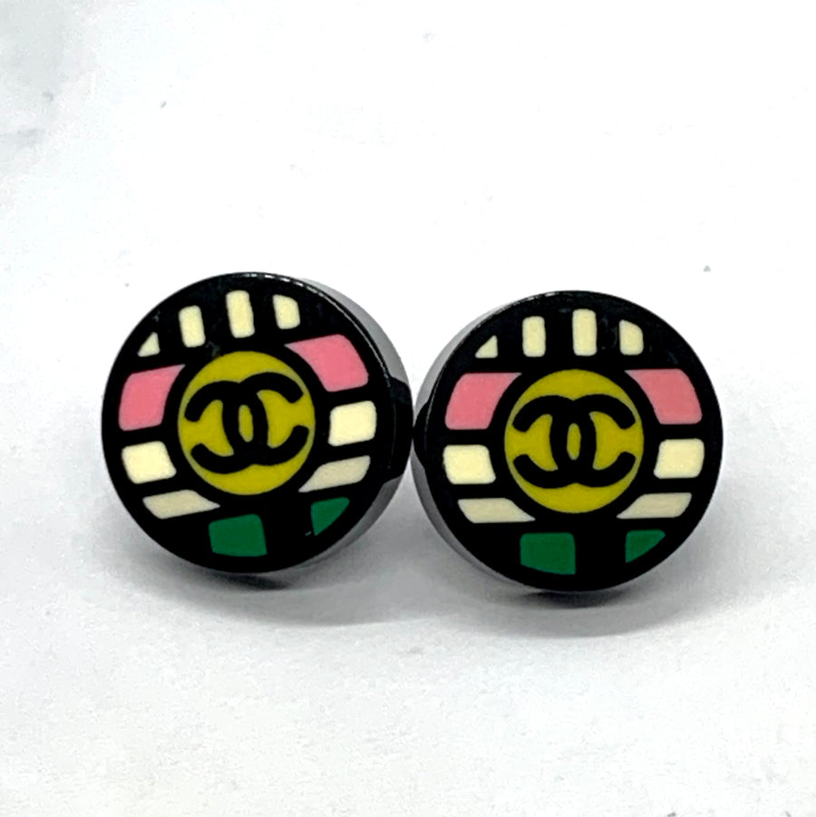 CHANEL CC 2017 Plastic Button Earrings - USED