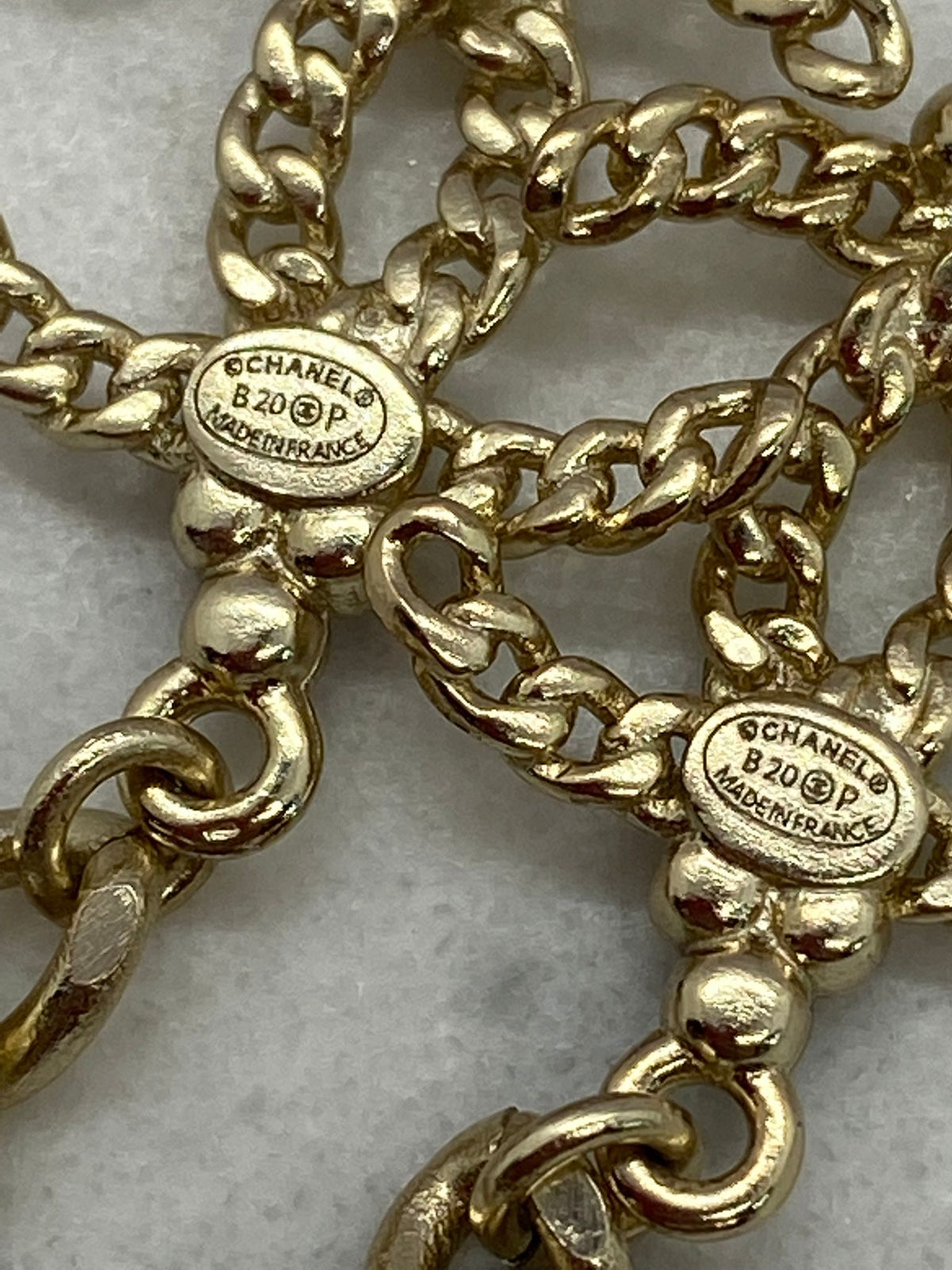 CHANEL CC Gold Tone Pearl Pendant Earrings - Pre owned