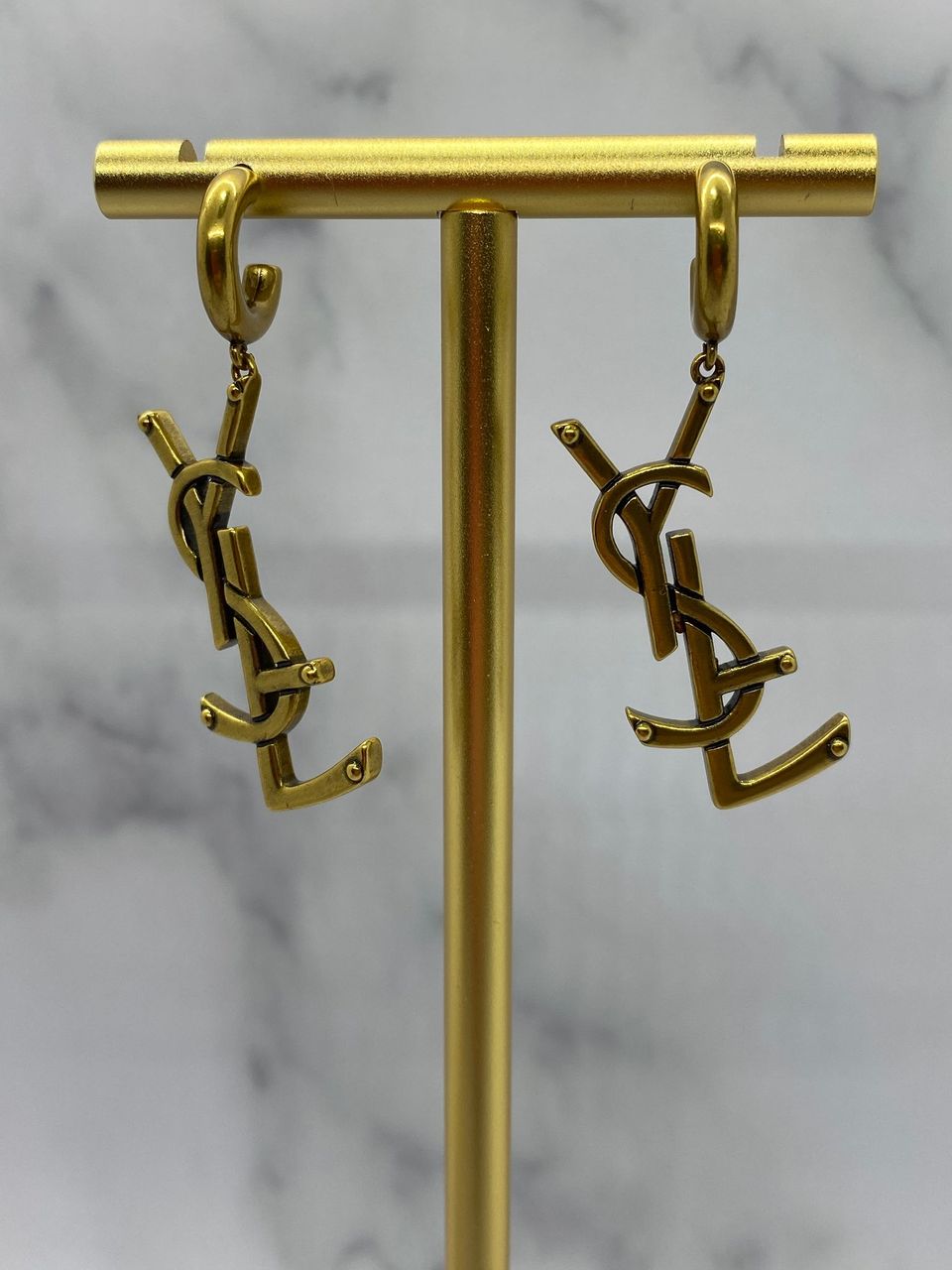 YSL YVES SAINT LAURENT Vintage Brass Earrings - USED