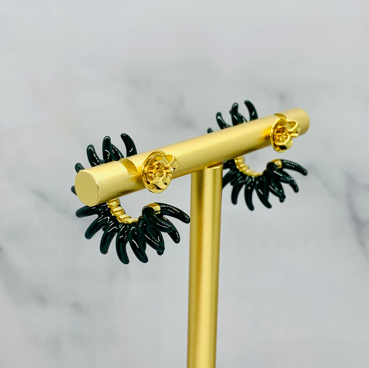 BOTTEGA VENETA Black Spikey Earrings - Pre owned