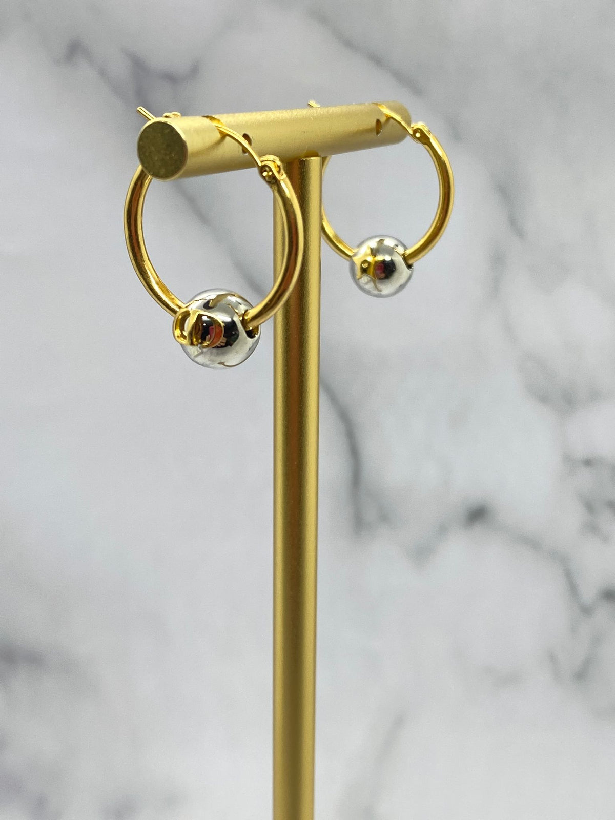 CHRISTIAN DIOR CD Gold & Silver Hoop Earrings - Pre owned