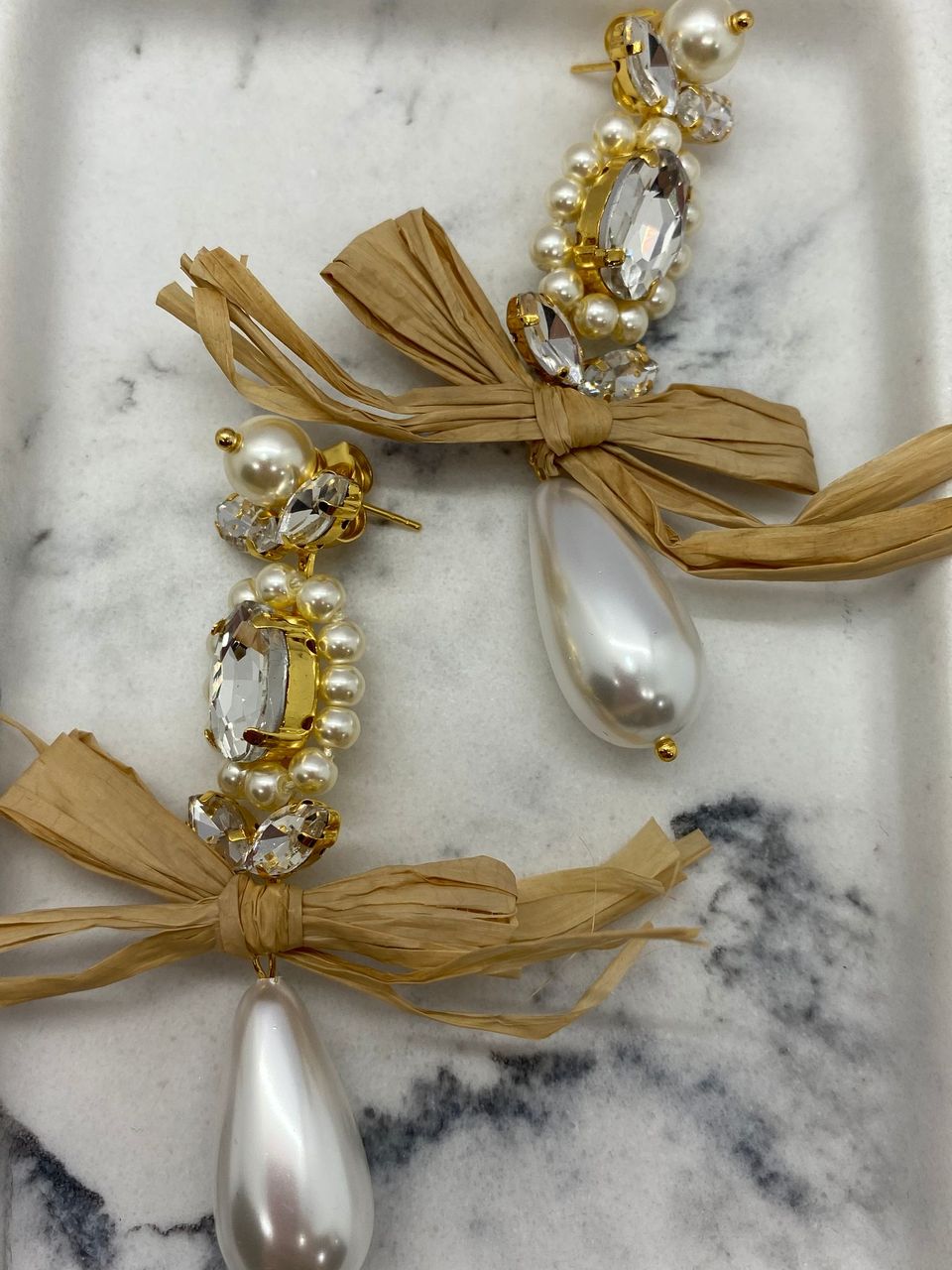 SIMONE ROCHA Bow Rhinestone & Pearl Earrings - Pre owned