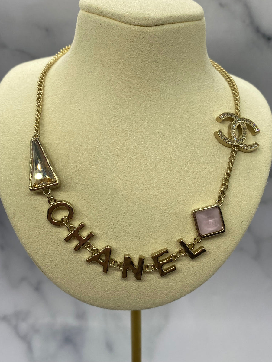 CHANEL CC Monogram Rhinestone Necklace - USED