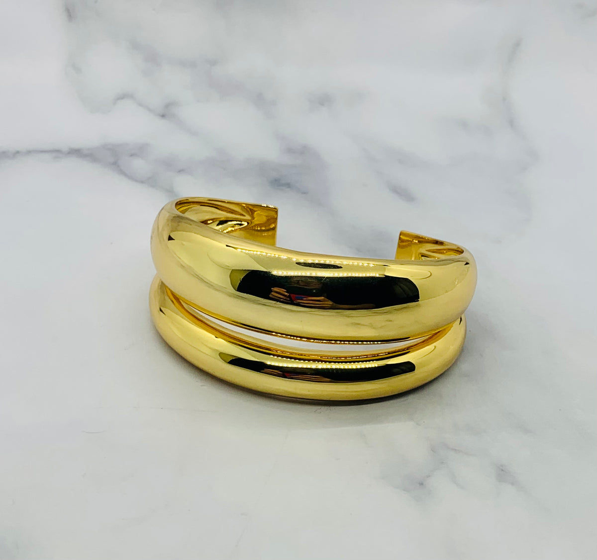CELINE Gold Tone Cuff Bracelet - Pre owned