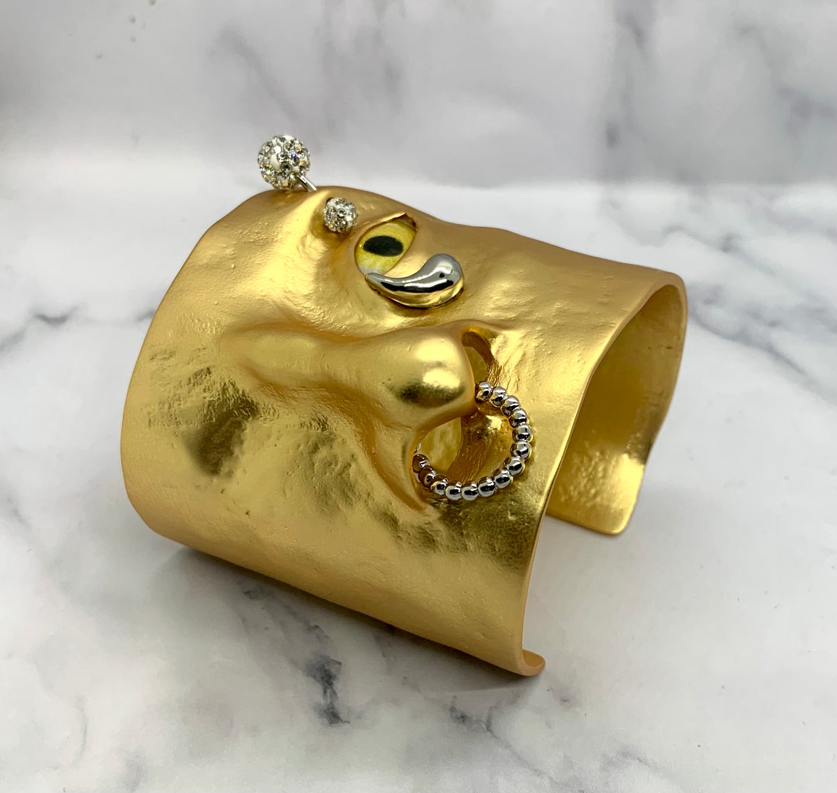 SCHIAPARELLI Crying Face Statement Cuff Bracelet - Pre owned