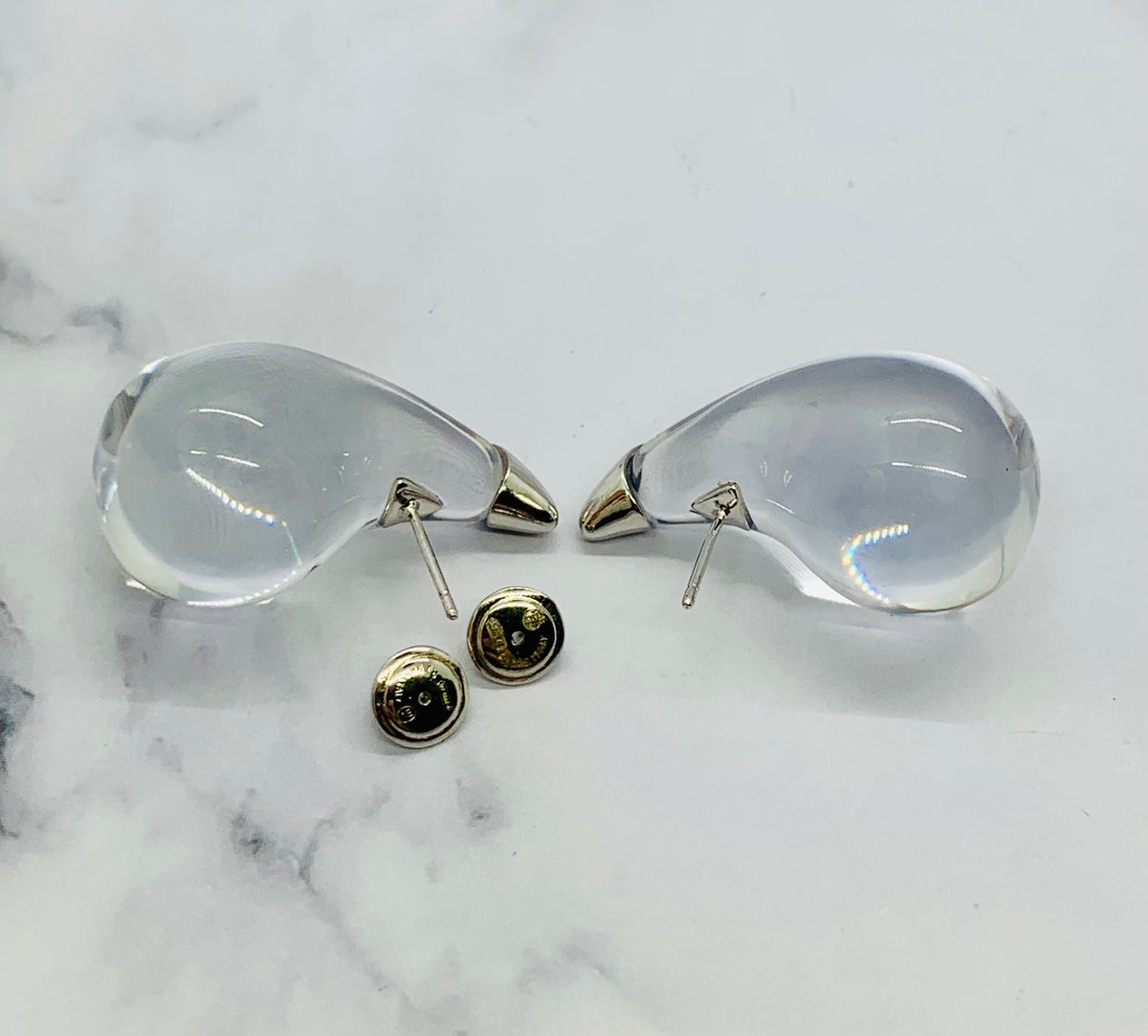 BOTTEGA VENETA Clear Silver Drop Earrings - Pre owned