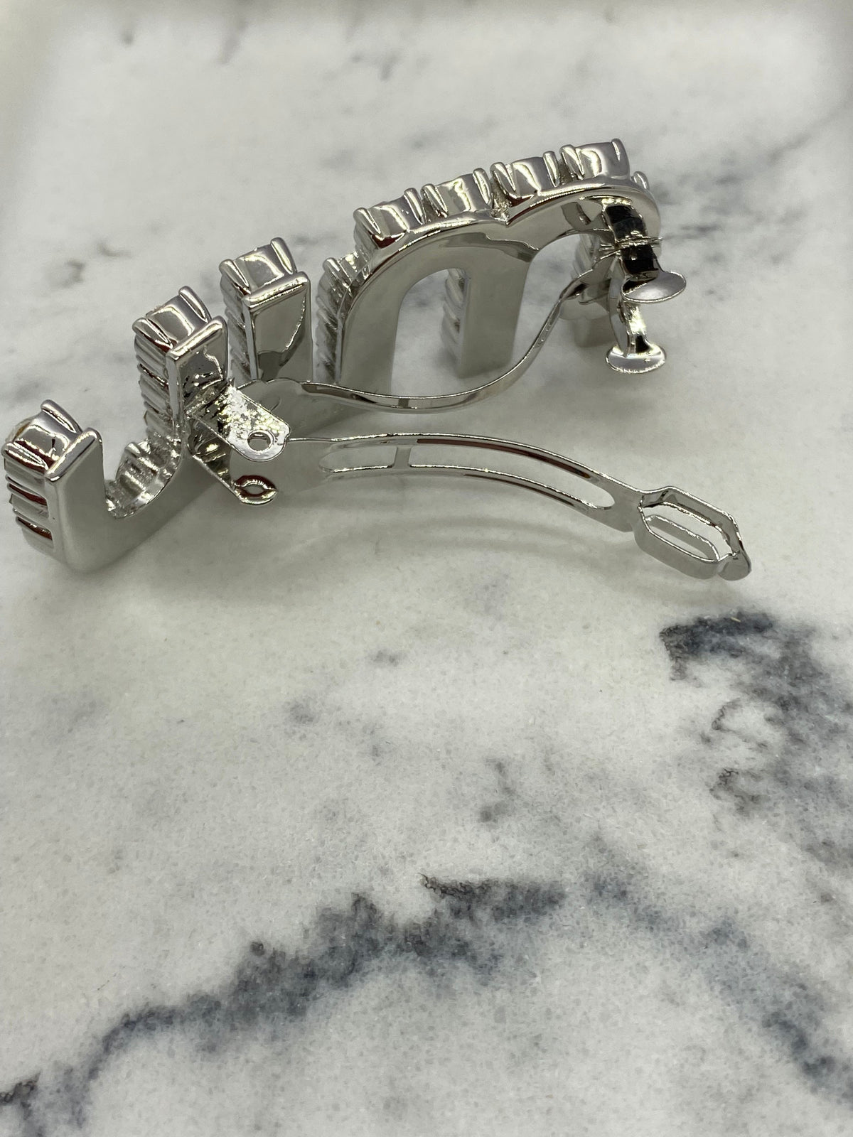 MIU MIU Silver Tone Rhinestone Hair Barrette Clip - Pre owned