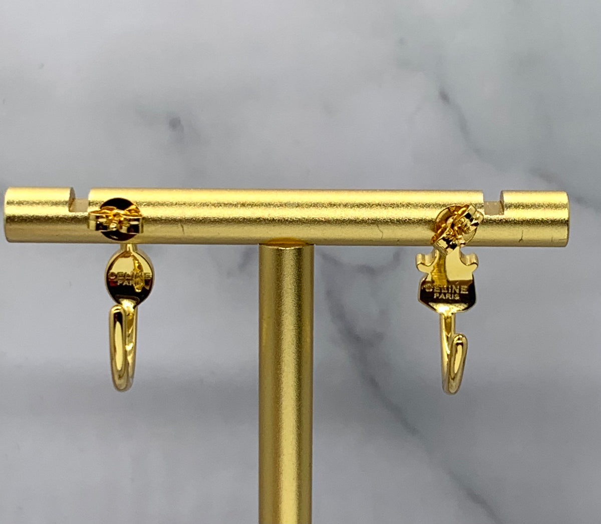 CELINE Monogram Stone Hoop Earrings - Pre owned