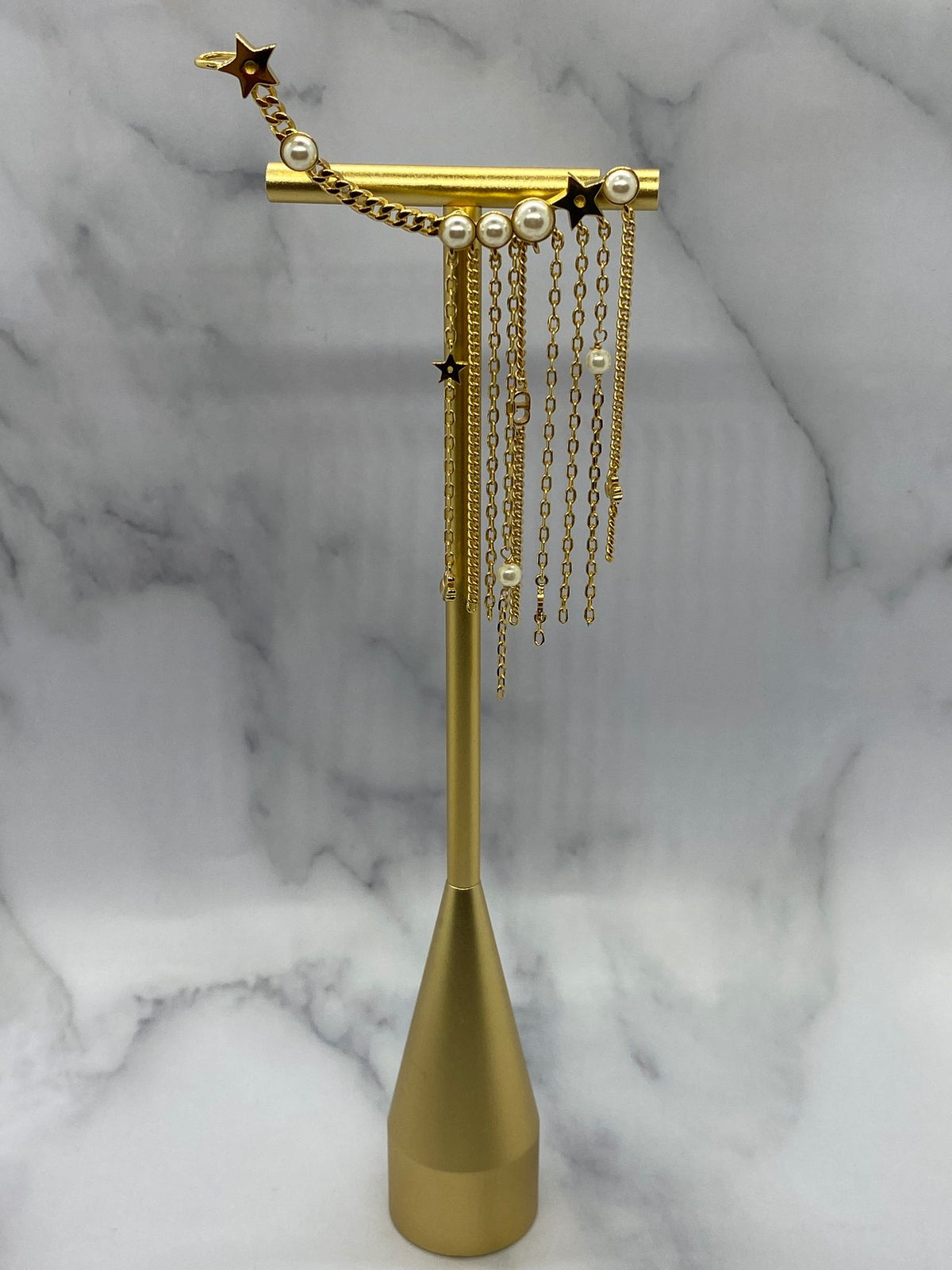 CHRISTIAN DIOR Gold Tone Chain Climber Single Earring - Pre owned