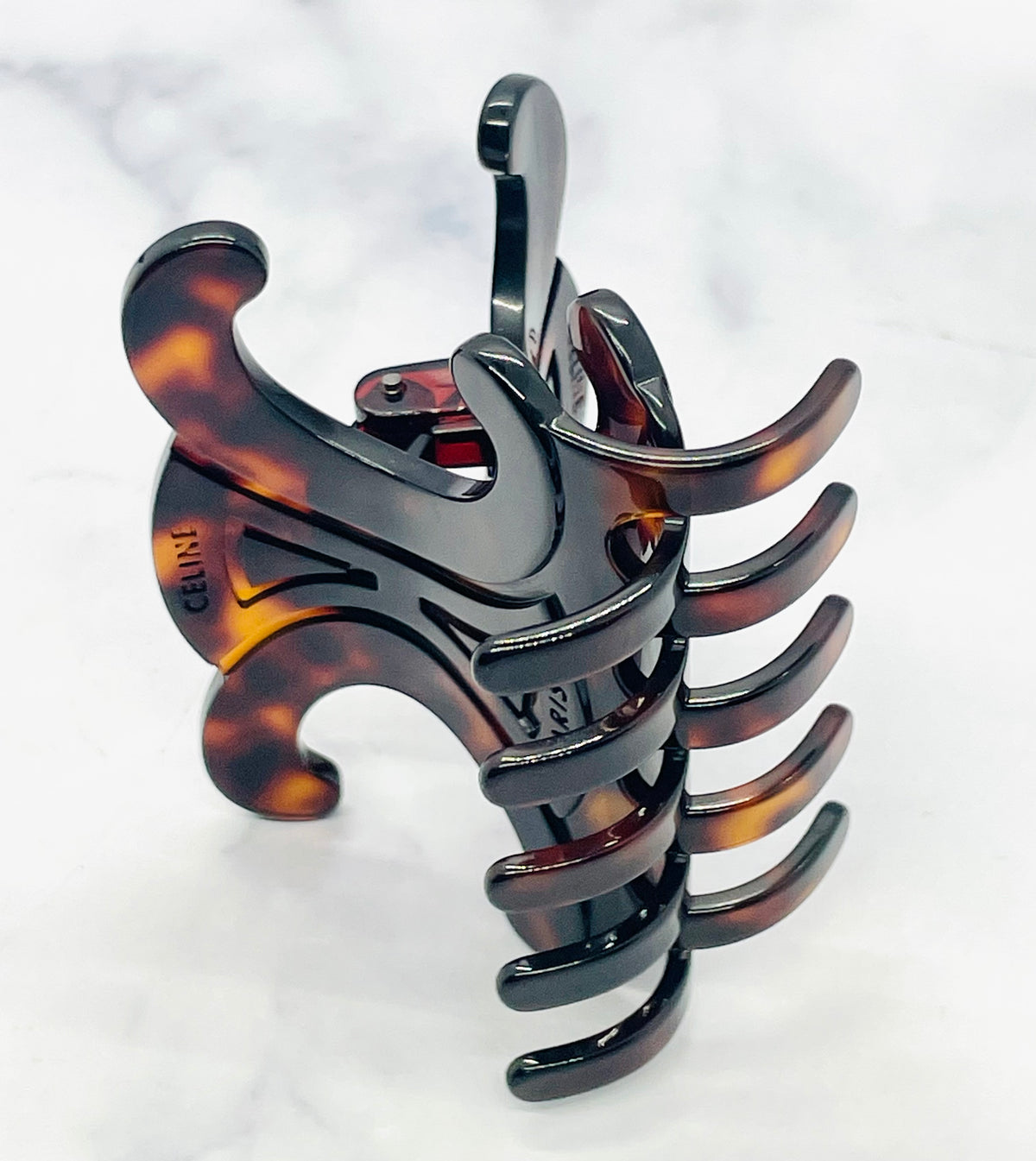 CELINE Tortoise Monogram Hair Clip - Pre owned
