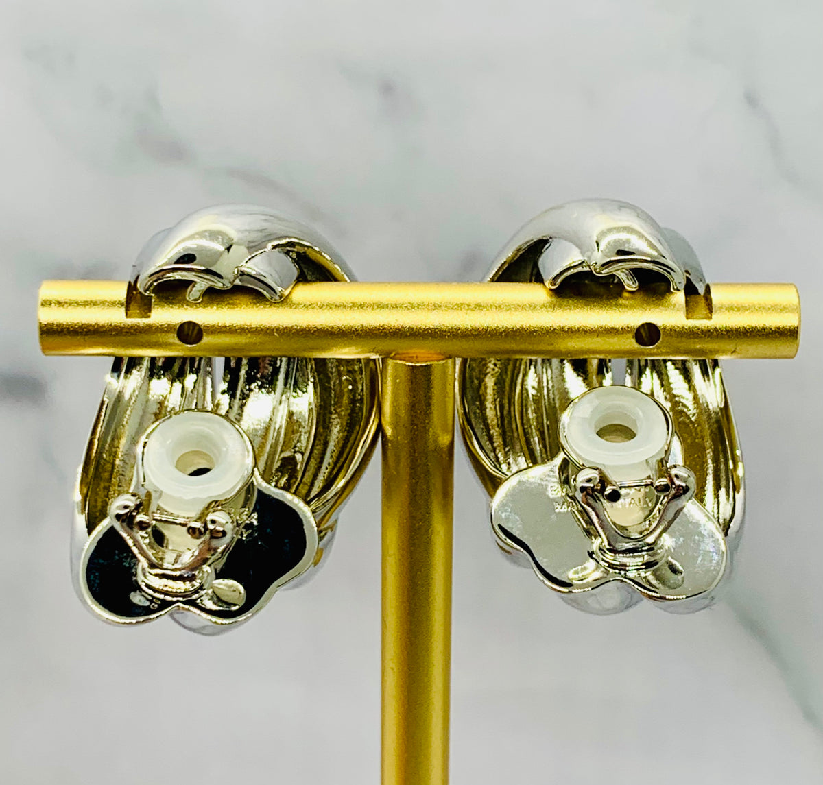 BALENCIAGA Silver Statement Clip On Earrings - Pre owned