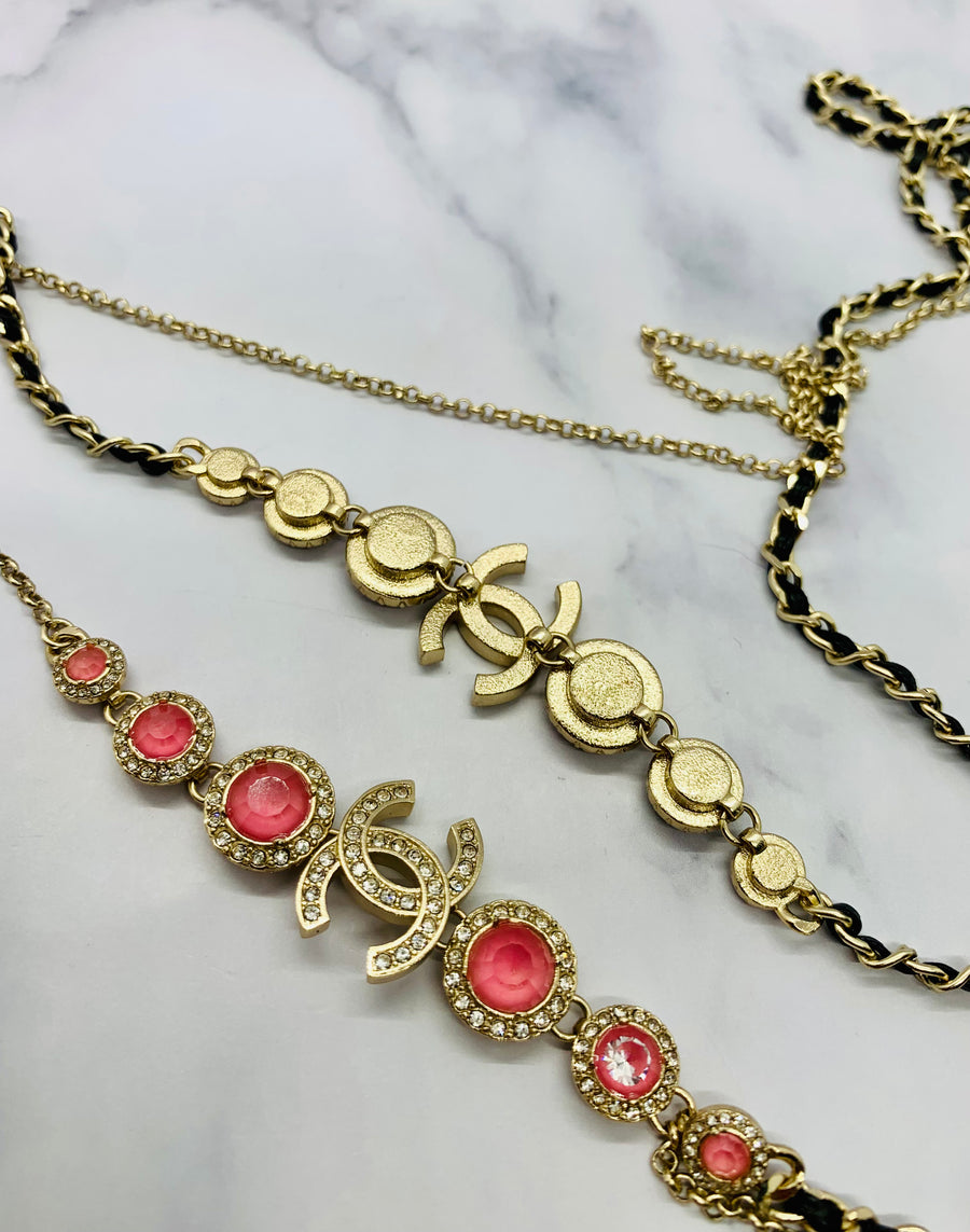 CHANEL CC Pink Stone Strand Necklace - Pre owned