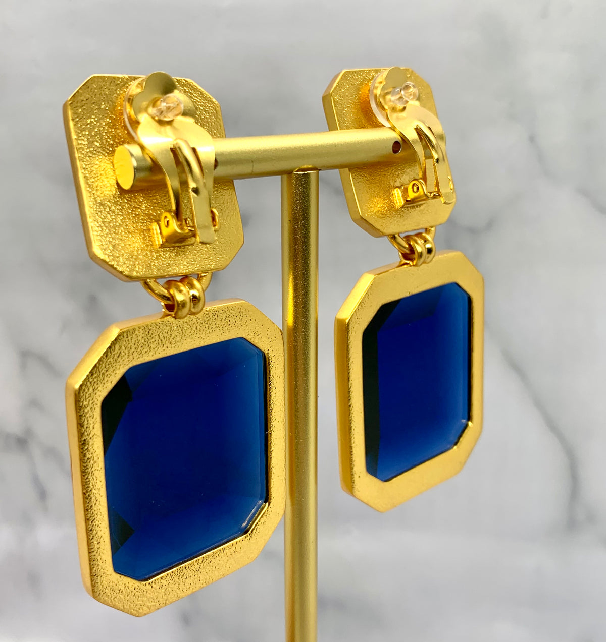 YSL YVES SAINT LAURENT Yellow & Blue Clip On Earrings - Pre owned