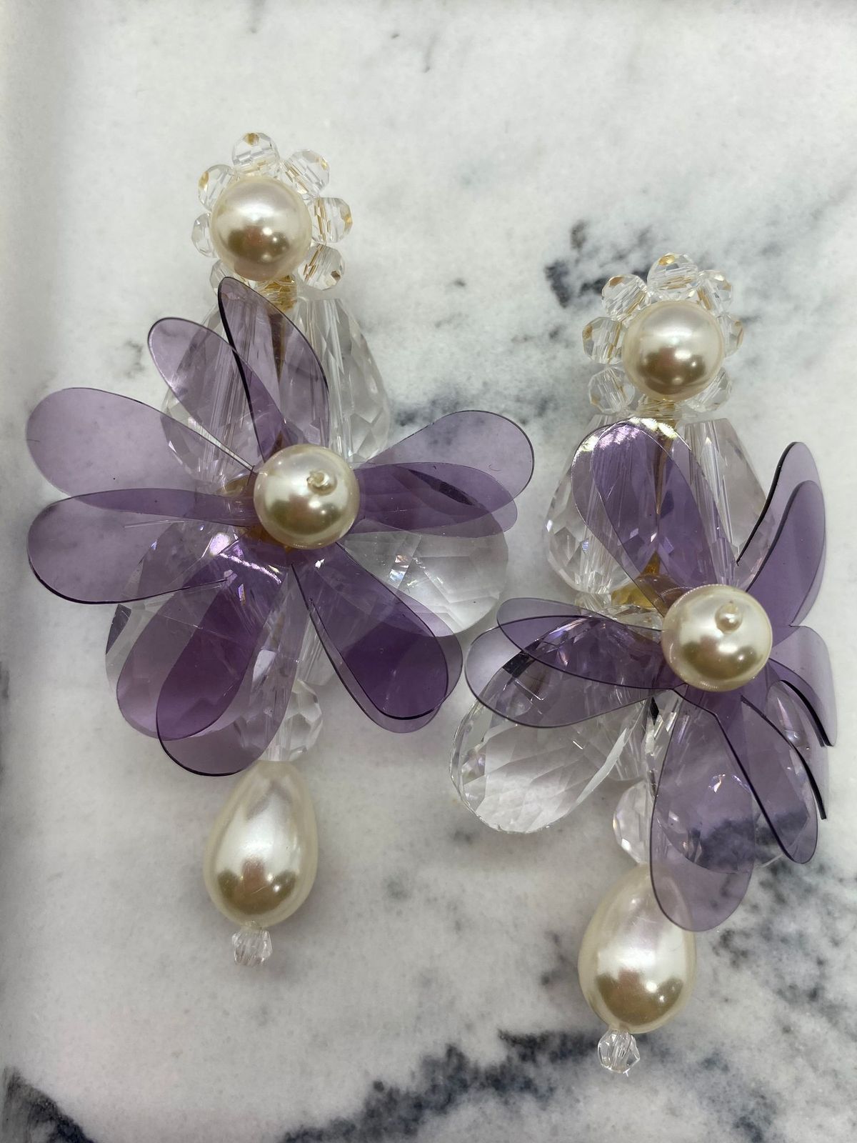 Auth SIMONE ROCHA Lavender Plastic Pearls Earrings - Pre owned