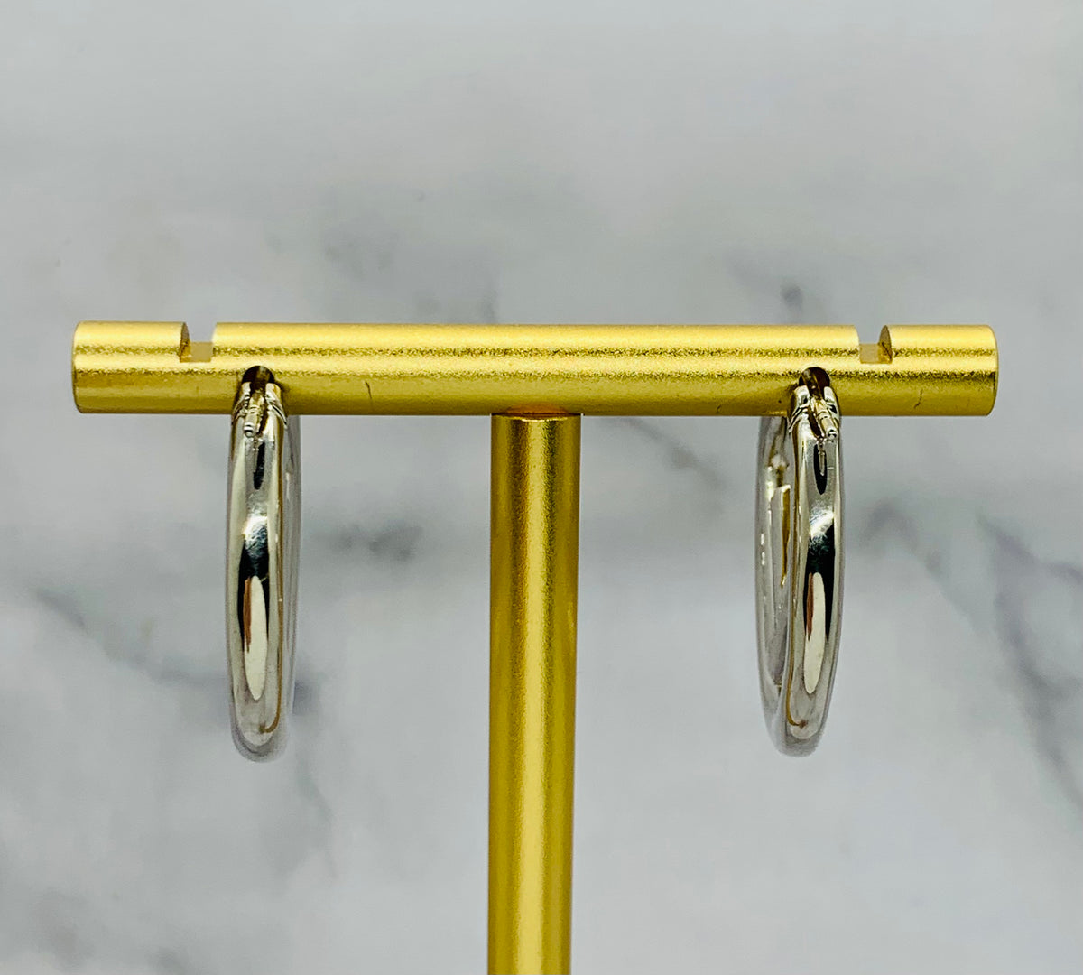 FENDI FF Silver Tone Hoop Earrings - Pre owned