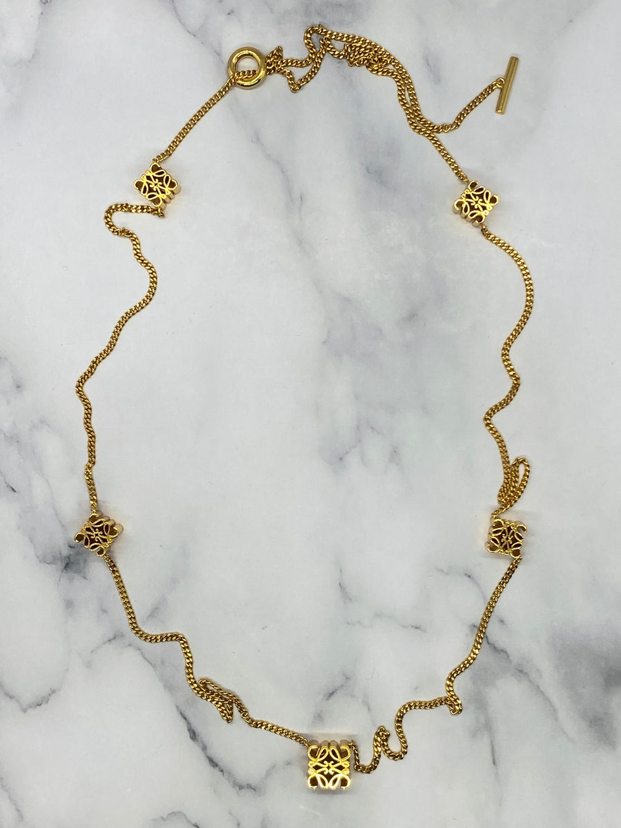 LOEWE Monogram Gold Tone Layer Necklace - Pre owned
