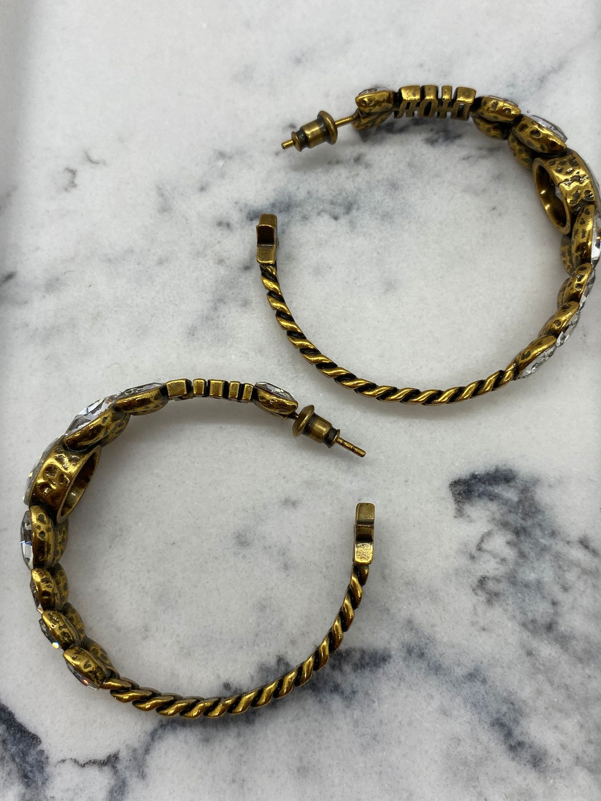 CHRISTIAN DIOR Crystal Adorned Hoop Earrings - Pre owned