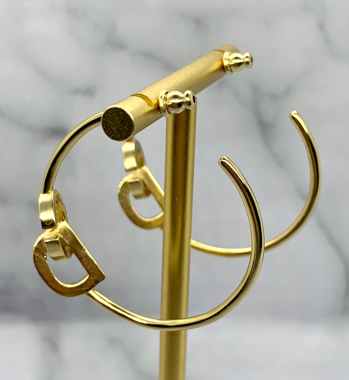 CHRISTIAN DIOR CD Rhinestone Hoop Earrings - Pre owned