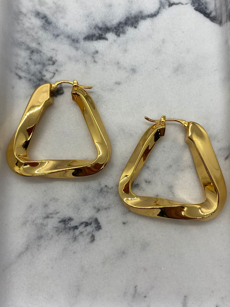 BOTTEGA VENETA Gold Tone Hoop Earrings - Pre owned