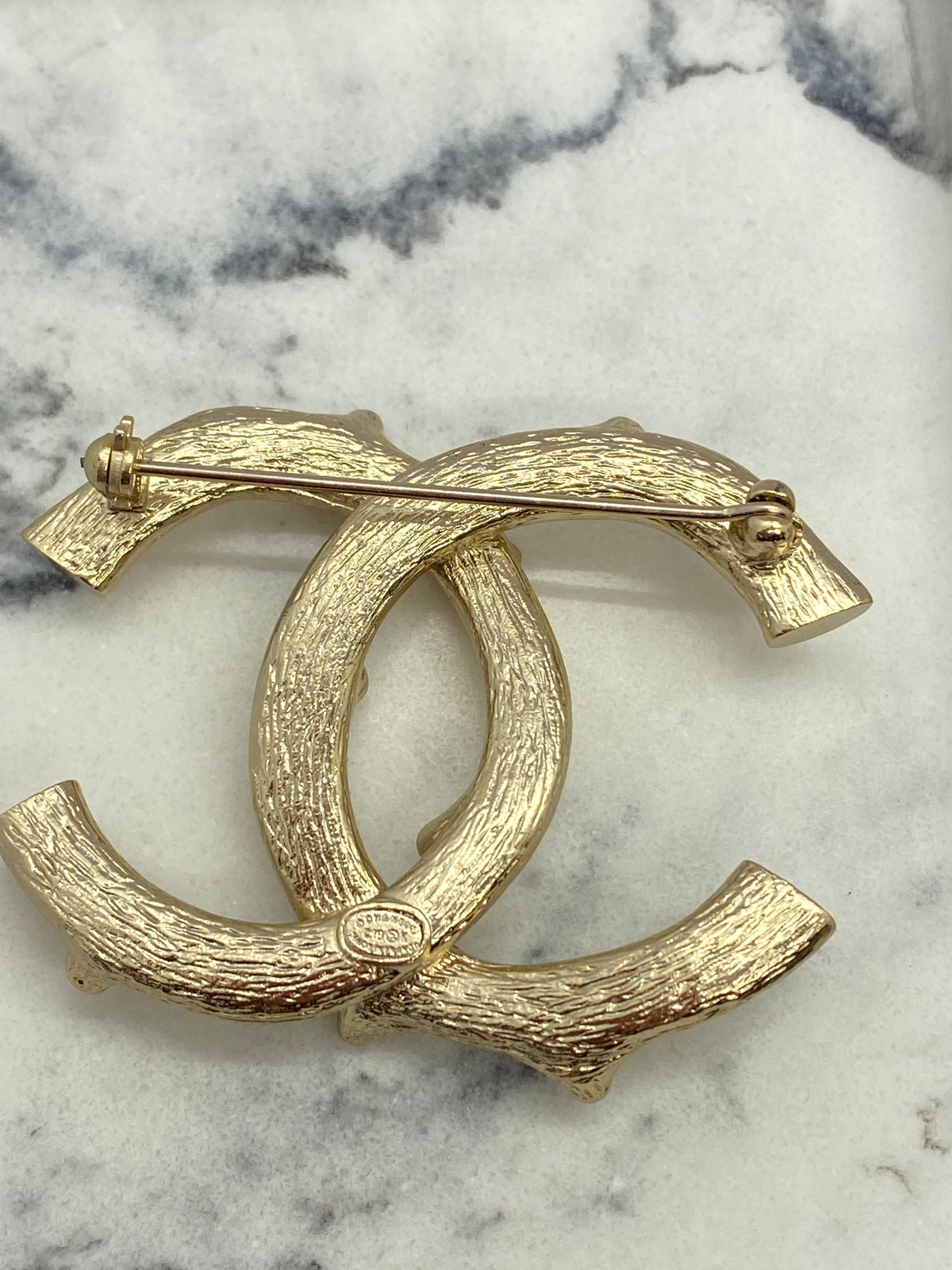 CHANEL CC Gold Tone Branch Brooch Pin - USED
