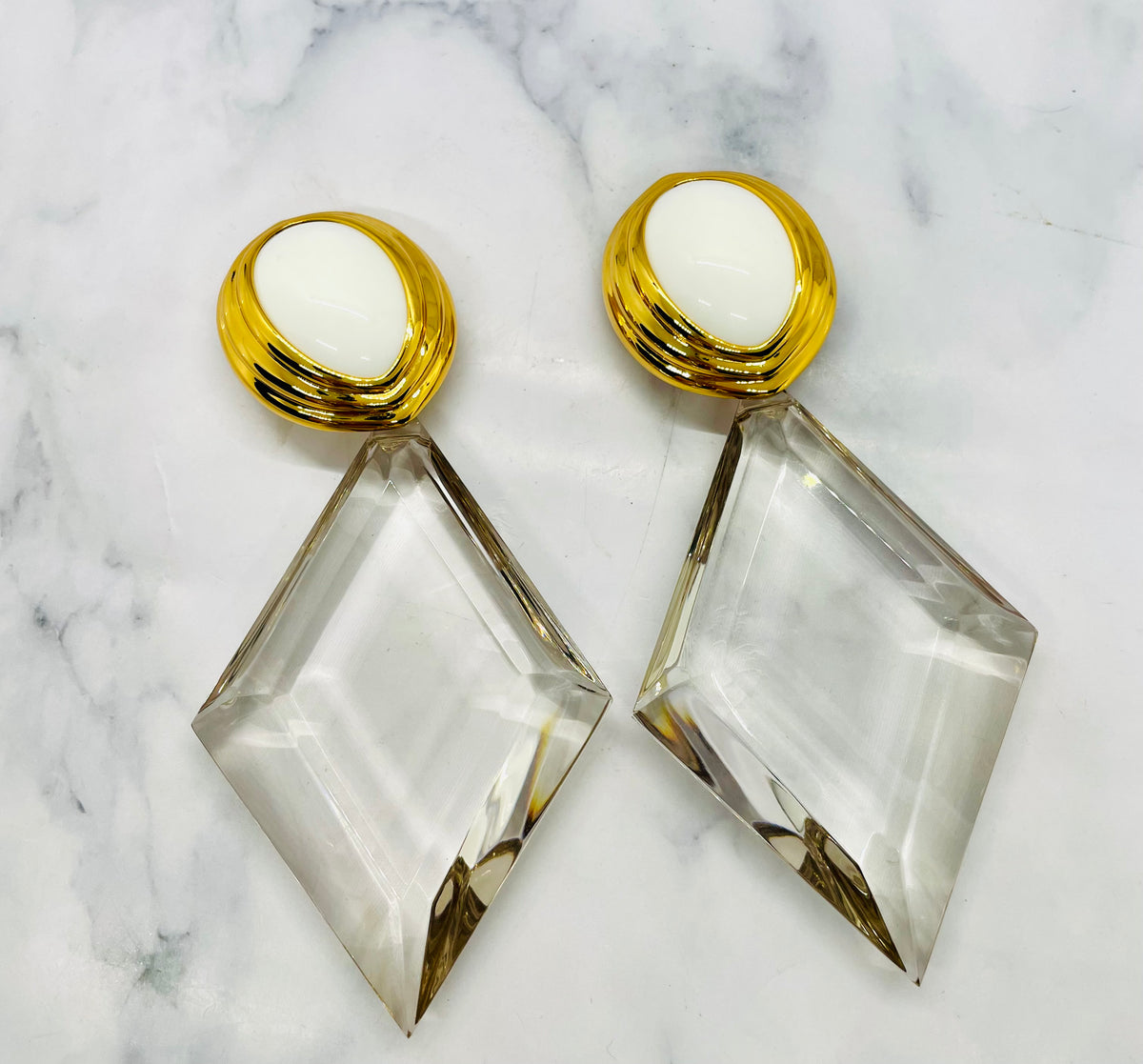 YSL YVES SAINT LAURENT Statement Clip On Earrings - Pre owned
