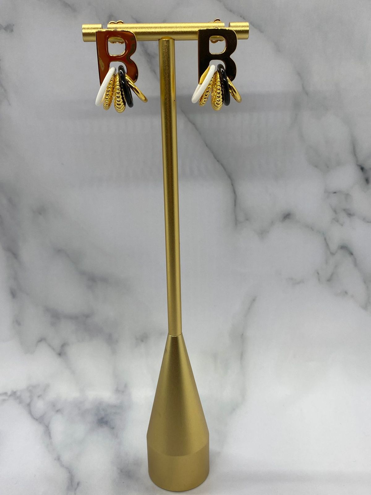 BALENCIAGA B Gold Tone Multi Hoop Earrings - Pre owned