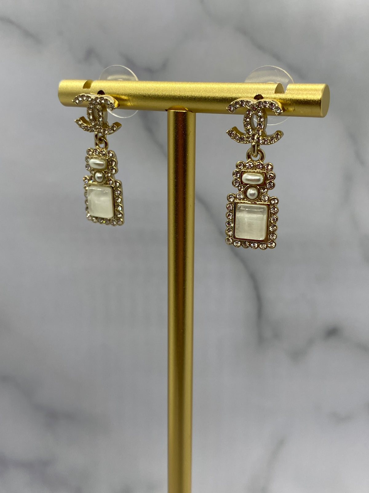 CHANEL CC Bottle Shaped Earrings - USED