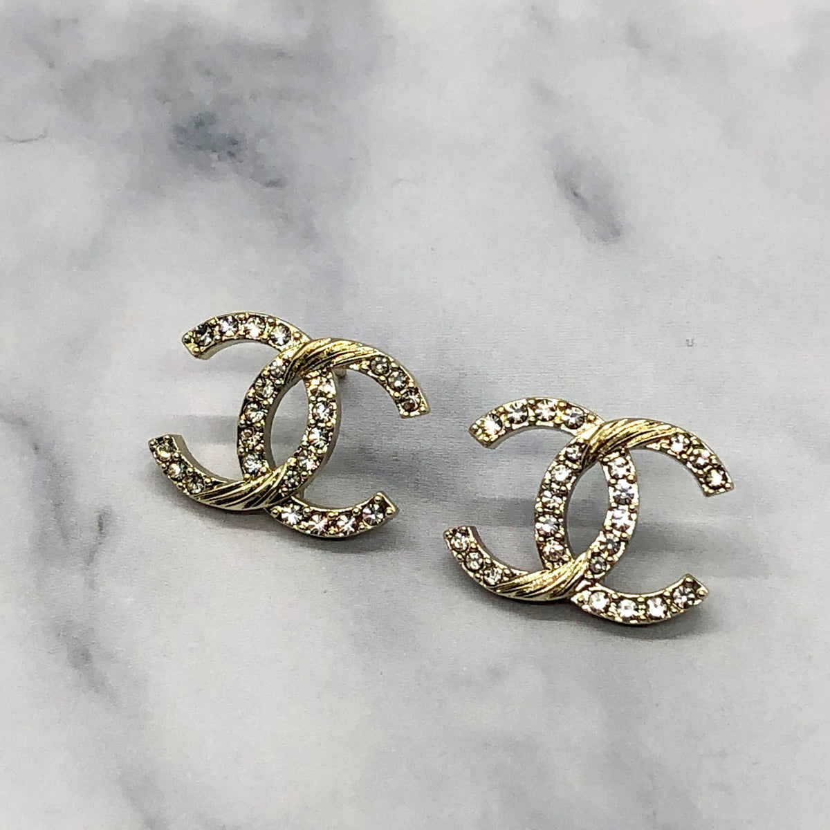 CHANEL CC Rhinestone Earrings - Pre owned