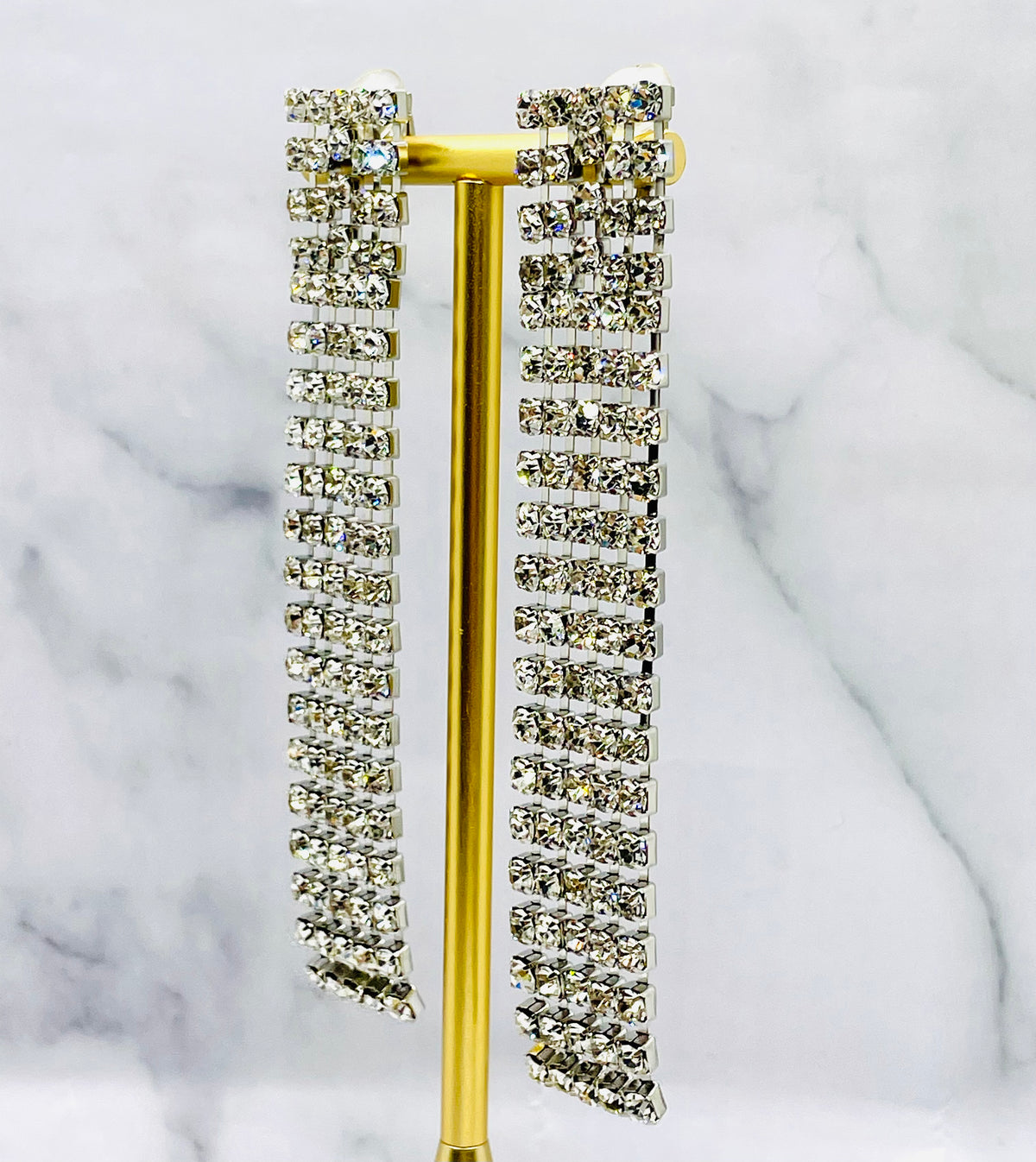 YSL YVES SAINT LAURENT Rhinestone Statement Earrings - Pre owned
