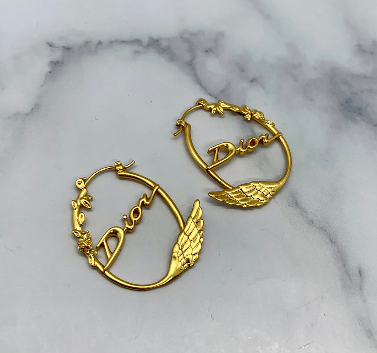 CHRISTIAN DIOR Wing Hoop Earrings - Pre owned