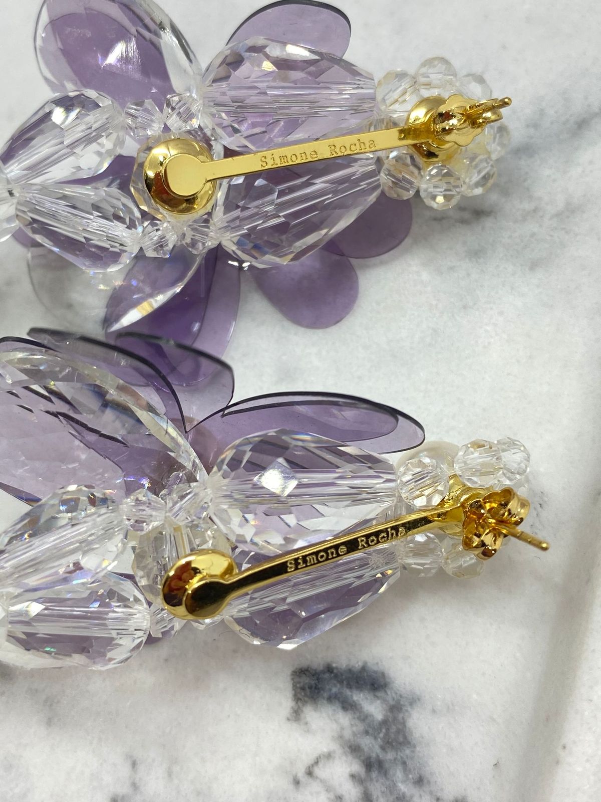 Auth SIMONE ROCHA Lavender Plastic Pearls Earrings - Pre owned