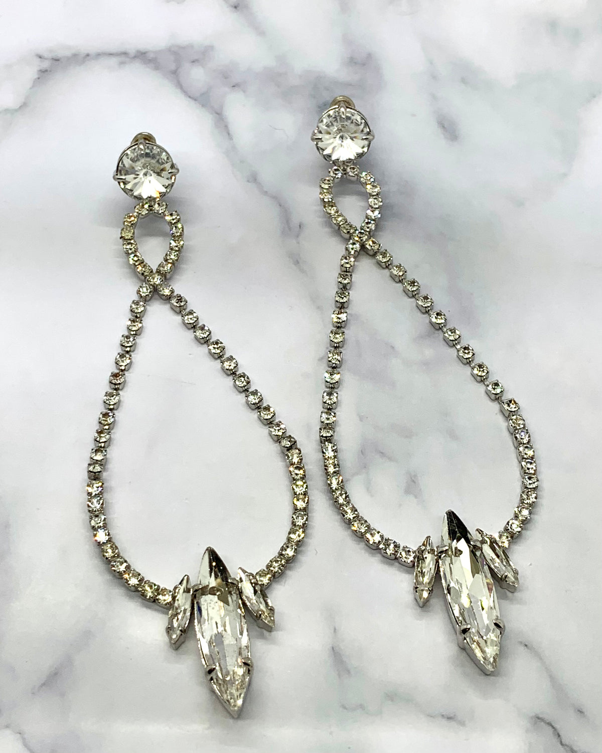 MIU MIU Giant Statement Clip On Rhinestone Earrings - Pre owned