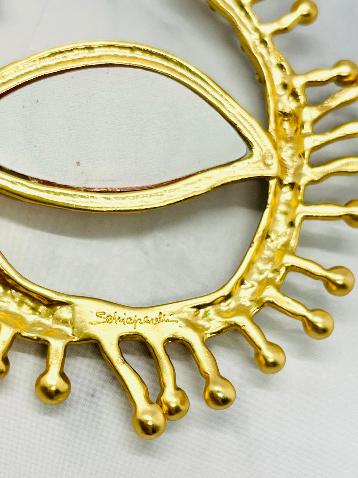SCHIAPARELLI Eye Rhinestone Hoop Earrings - Pre owned