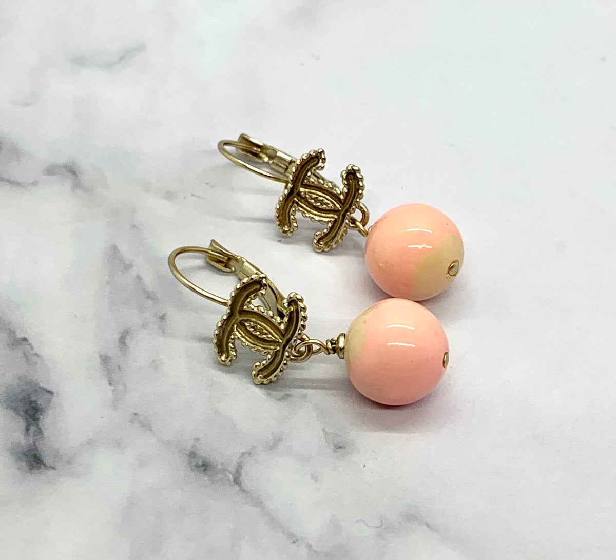 CHANEL CC Pink Pendant Earrings - USED