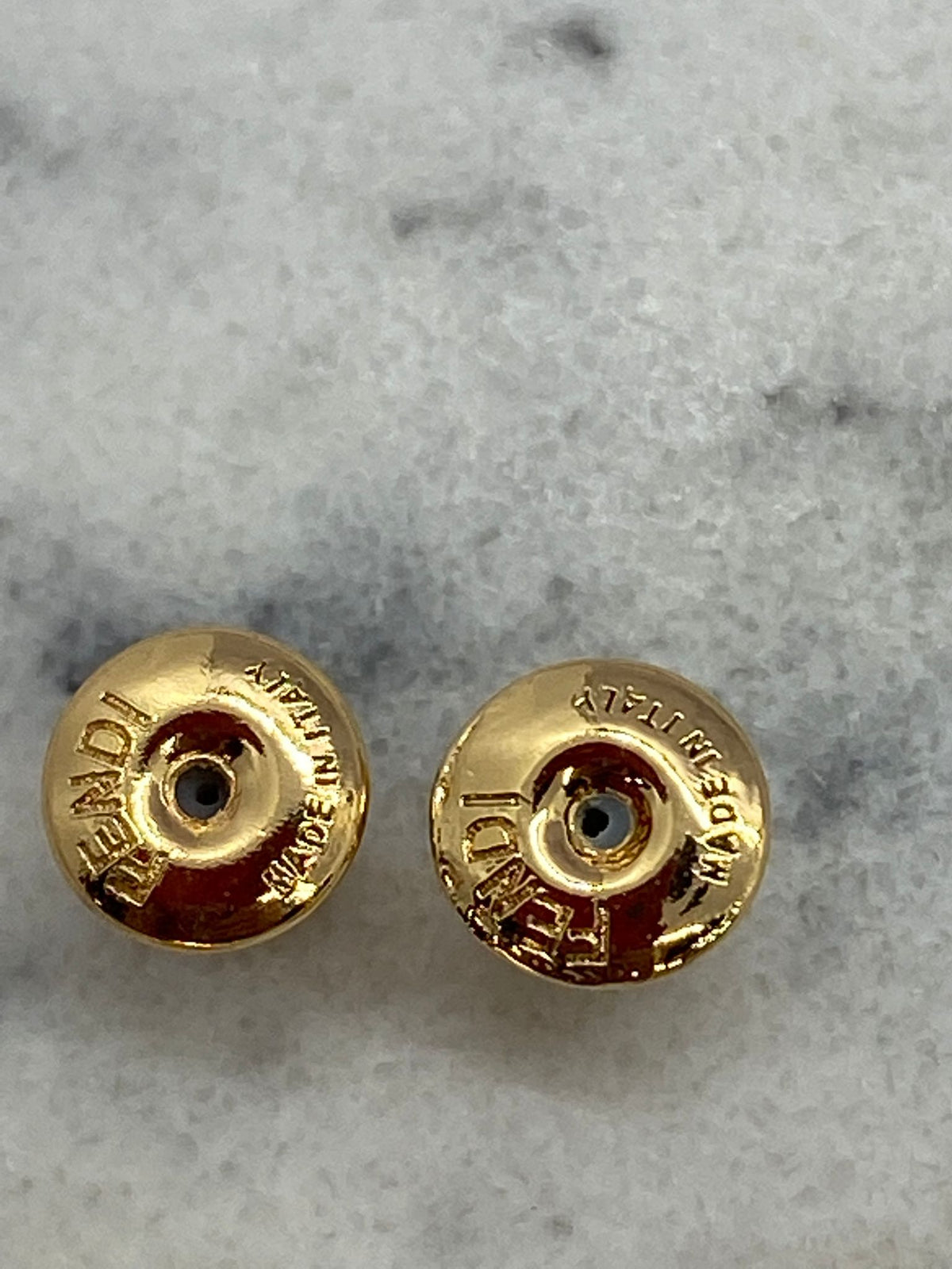 FENDI F Gold Tone Rhinestone Earrings - Pre owned
