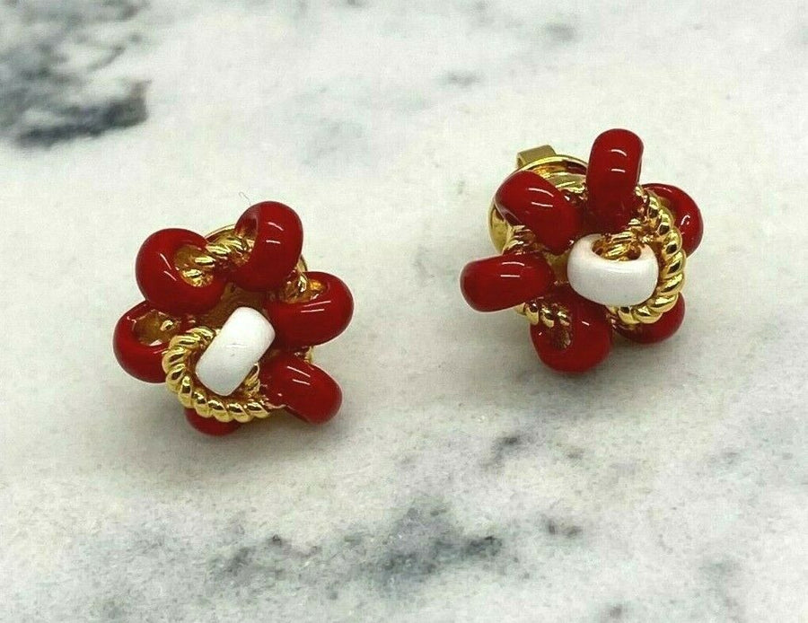 BOTTEGA VENETA Red Beaded Earrings - Pre owned