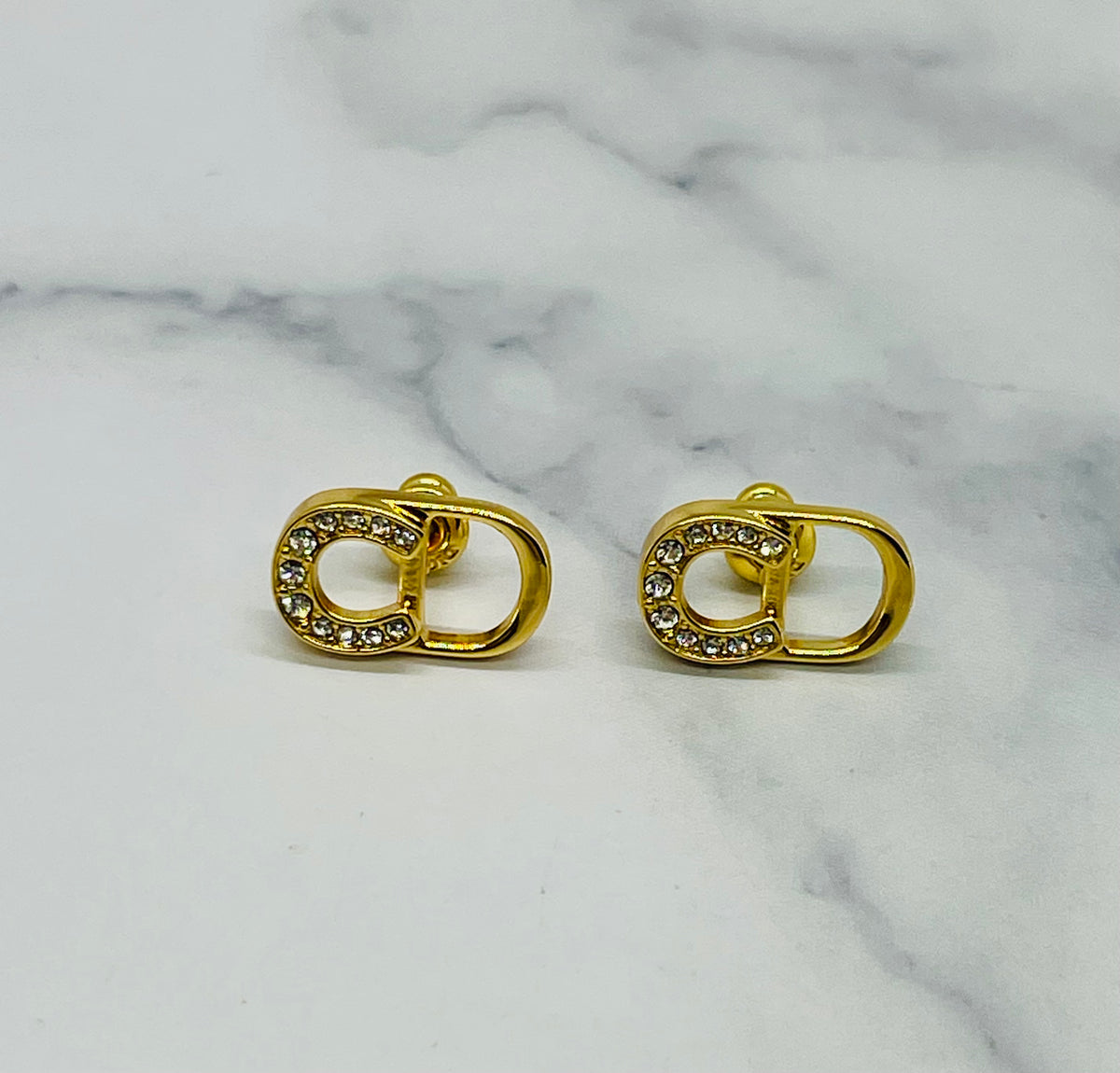 CHRISTIAN DIOR CD Rhinestone Earrings - Pre owned