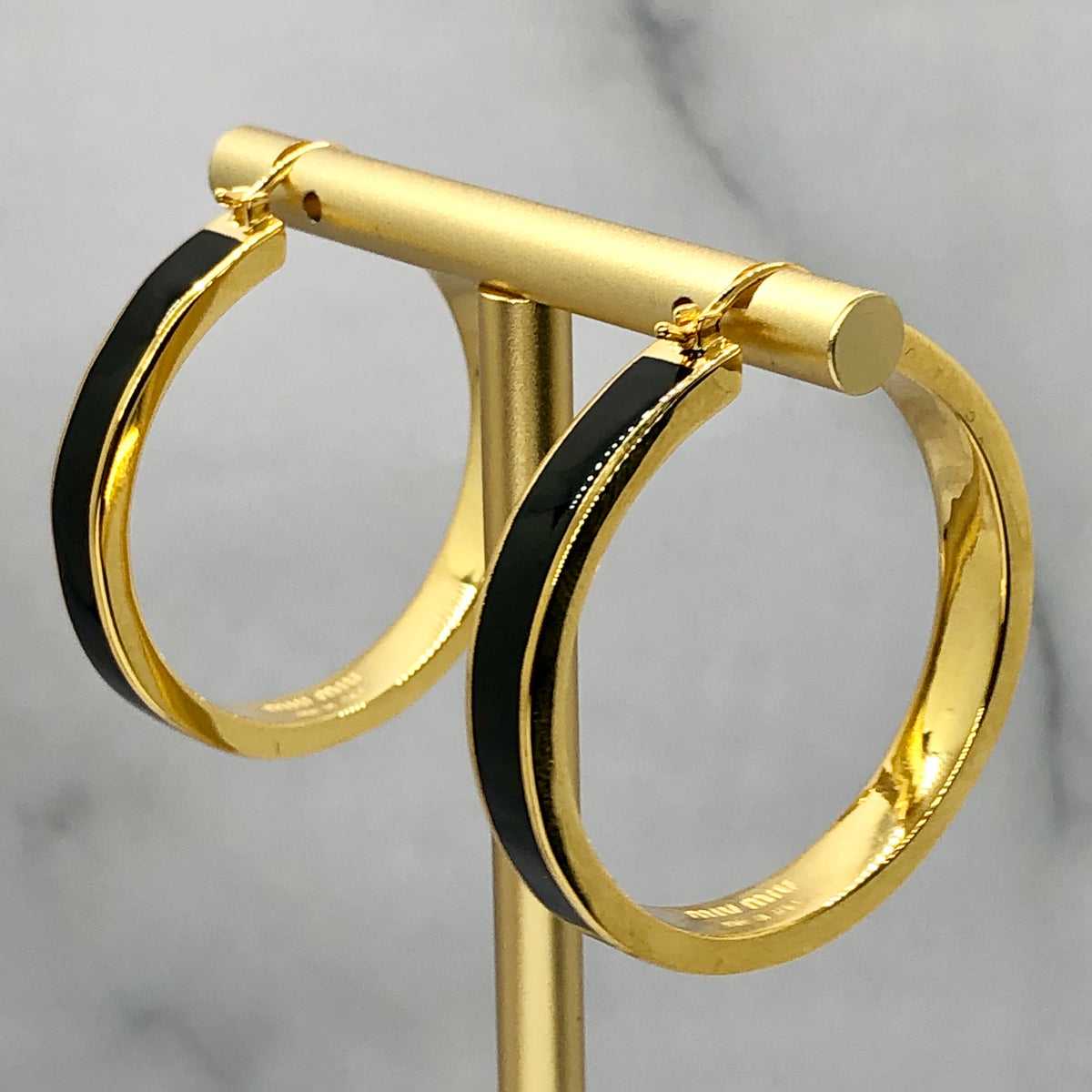 MIU MIU Black Hoop Earrings - Pre owned