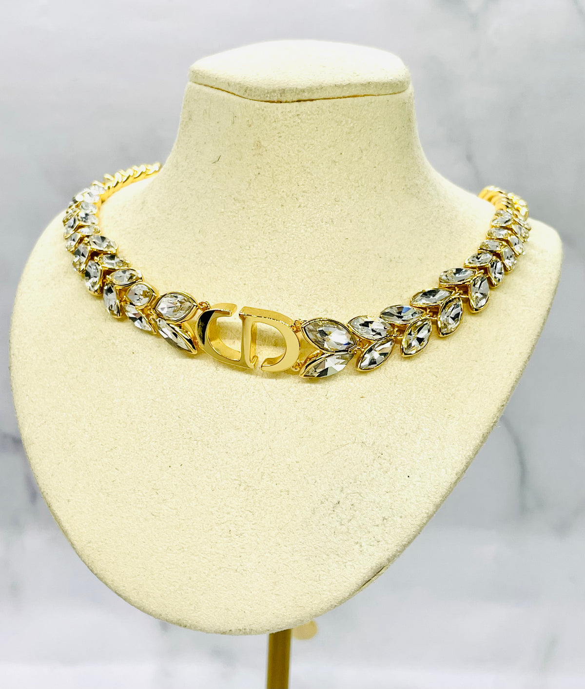 CHRISTIAN DIOR CD Rhinestone Choker Necklace- Pre owned