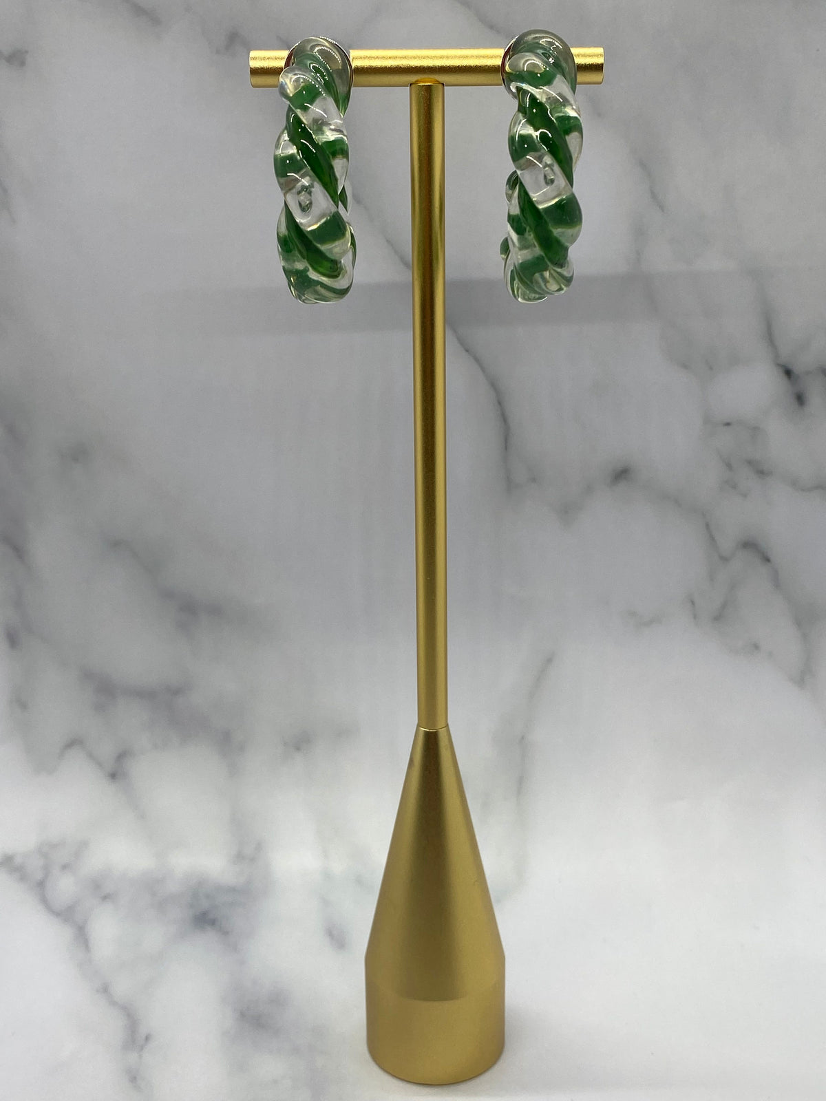 BOTTEGA VENETA Clear Green Hoop Earrings - Pre owned