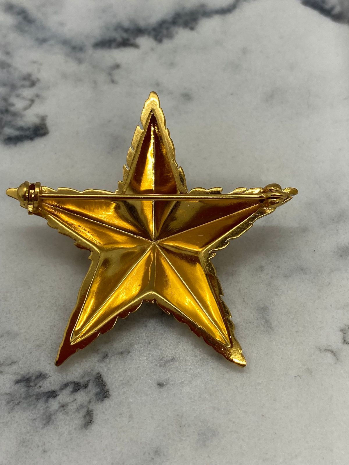 YSL Yves Saint Laurent Gold Tone Star Brooch Pin - Pre owned