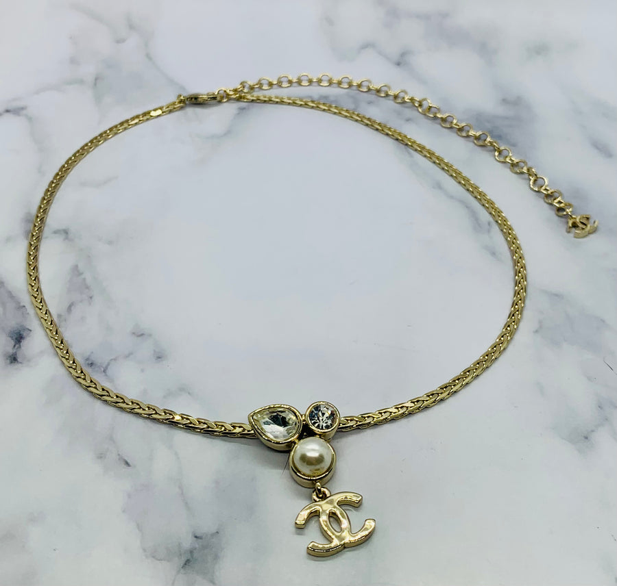 CHANEL CC Rhinestone Necklace - USED